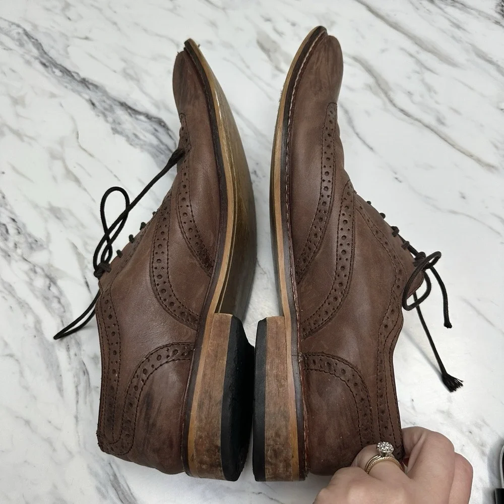 Giorgio‎ Brutini Mens Size 10M Brown Leather Wingtip Oxford Dress Shoes